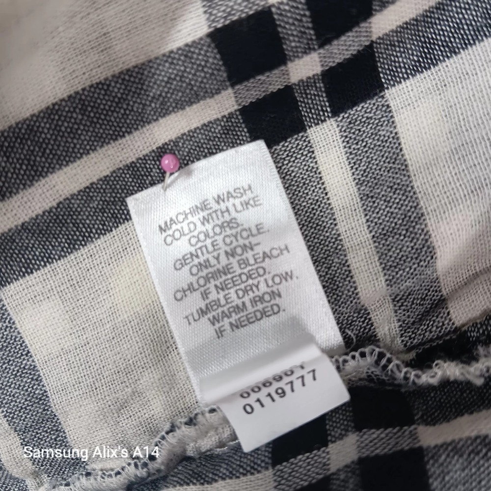 J.Jill Blouse Size Large Long Sleeve Cotton Black White Gingham Check Shirt - Picture 9 of 11